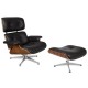 Replika krzesła Eames Lounge z chromowaną stopą autorstwa Charles & Ray Eames