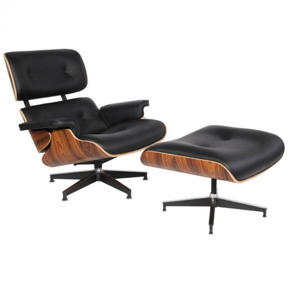 Kopia av Eames Lounge stol i syntetiskt läder av Charles & Ray