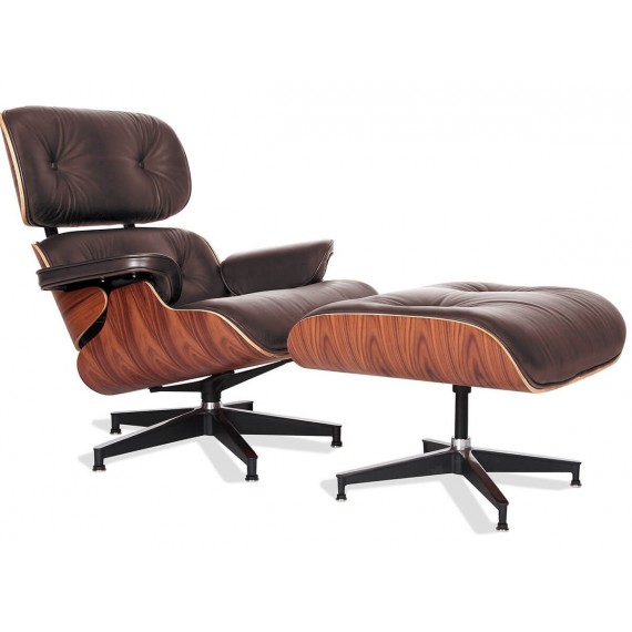 Replika fotela Eames Lounge ze skóry anilinowej i drewna Palissandro autorstwa Charles 