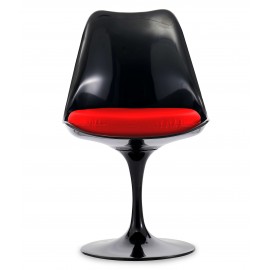 Replika całkowicie czarnego krzesła Tulip od słynnego projektanta Eero Saarinen