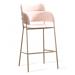 Vysoká čalouněná stolička se zlatými nohami