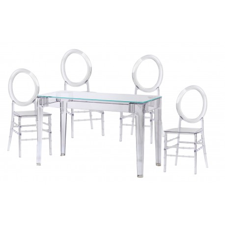 Pak Ghost-tafel 120 cm en 4 Felipe Ghost-stoelen
