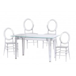 Pack Ghost Tisch 120cm und 4 Stühle Felipe Ghost