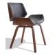 Stuhl aus nordischem Sperrholz mit Kunstlederkissen und Walnussholz